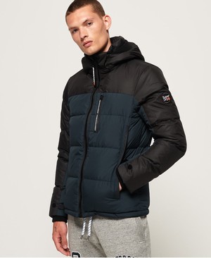 Superdry Cortex Down Férfi Kabát Fekete/Kék | GIRFU6758